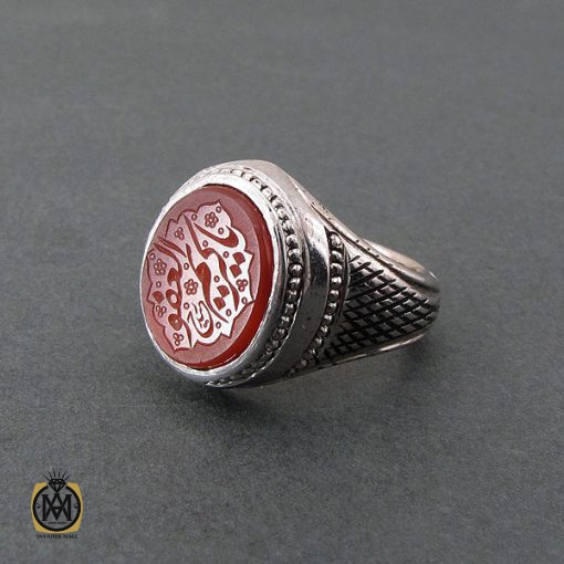 2 انگشتر عقیق یمن مردانه با حکاکی یا کریم العفو استاد حیدر - کد 8597 - تصویر 2