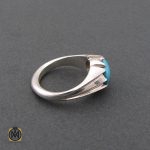 2 انگشتر فیروزه نیشابوری مردانه خوش رنگ و فاخر - کد 8678 - تصویر 2