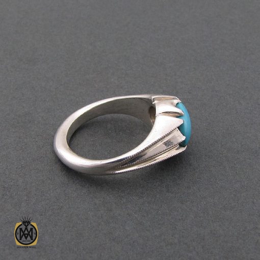 2 انگشتر فیروزه نیشابوری مردانه خوش رنگ و فاخر - کد 8678 - تصویر 2