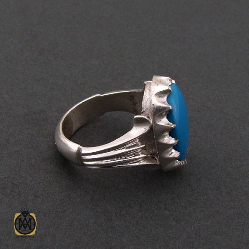 انگشتر فیروزه آمریکایی مردانه خوش رنگ - کد 8679 - تصویر 2