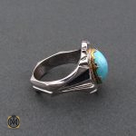 2 انگشتر فیروزه نیشابور مردانه خوش رنگ - کد 8681 - تصویر 2