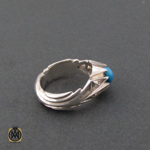 انگشتر فیروزه نیشابور مردانه خوش رنگ - کد 8682 - تصویر 2