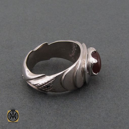 انگشتر عقیق یمن طرح صفوی مردانه - کد 8696 - تصویر 2