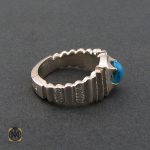 2 انگشتر فیروزه نیشابور مردانه خوش طبع - کد 8703 - تصویر 2