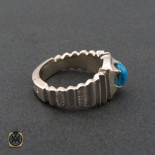 2 انگشتر فیروزه نیشابور مردانه خوش طبع - کد 8703 - تصویر 2