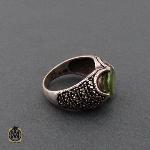 انگشتر زبرجد و مارکازیت مردانه اصل و معدنی - کد 8705 - تصویر 2