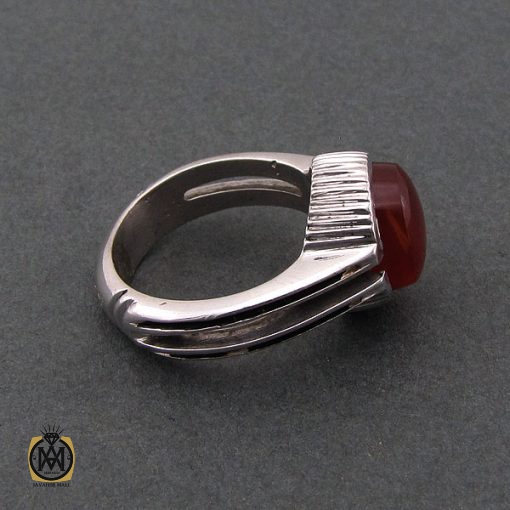 2 انگشتر عقیق یمن مردانه خوش رنگ - کد 8707 - تصویر 2