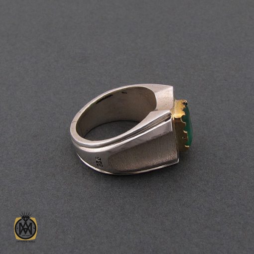 2 انگشتر زمرد زامبیا مردانه لوکس و معدنی - کد 8585 - تصویر 2