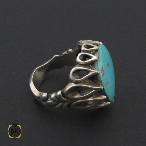 انگشتر فیروزه نیشابوری مردانه درشت - کد 8716 - تصویر 2