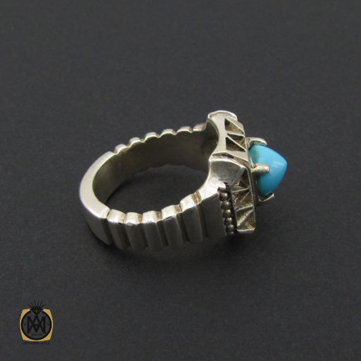 انگشتر فیروزه نیشابوری استاد شرفیان مردانه درشت - کد 8718 - تصویر 2