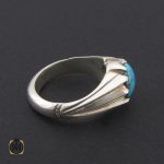 انگشتر فیروزه نیشابوری مردانه خوش رنگ - کد 8721 - تصویر 2