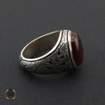 2 انگشتر عقیق یمن مردانه با رکاب قلم زنی هنر دست استاد هشتم - کد 8722 - تصویر 2