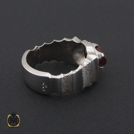 انگشتر عقیق یمن مردانه خوش رنگ طرح صفوی - کد 8729 - تصویر 2