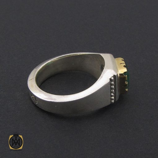 2 انگشتر زمرد زامبیا مرغوب مردانه هنر دست استاد باقرزاده - کد 8732 - تصویر 2
