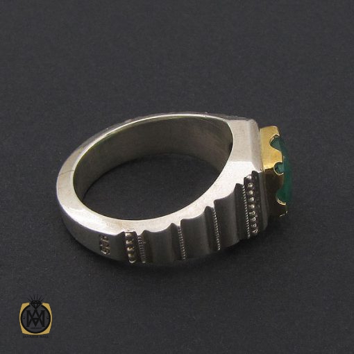 2 انگشتر زمرد زامبیا مرغوب مردانه هنر دست استاد باقرزاده - کد 8733 - تصویر 2