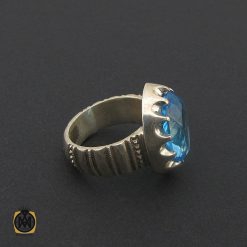 انگشتر توپاز آبی درشت و مرغوب مردانه - کد 8738 انگشتر توپاز آبی درشت و مرغوب مردانه - کد 8738