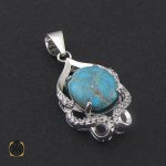 مدال فیروزه نیشابوری زنانه طرح گلنوش - کد 3147 - تصویر 2