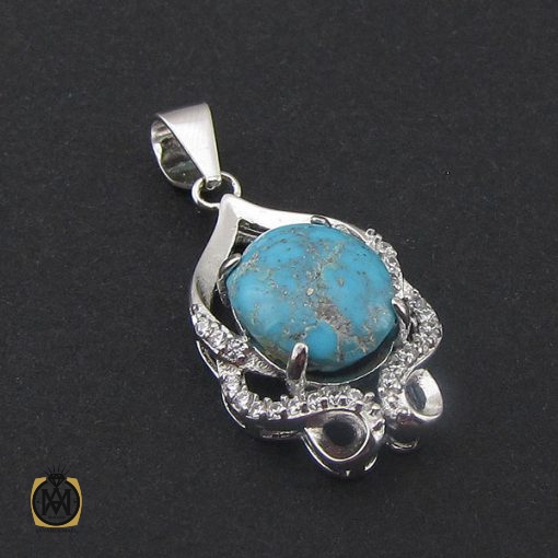 مدال فیروزه نیشابوری زنانه طرح گلنوش - کد 3147 - تصویر 2