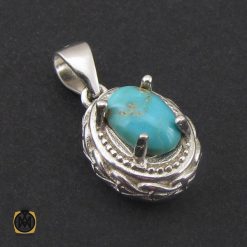 مدال فیروزه نیشابوری زنانه طرح گیسو - کد 3148 مدال فیروزه نیشابوری زنانه طرح گیسو - کد 3148