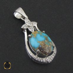 مدال فیروزه نیشابوری زنانه طرح بهارین - کد 3153 مدال فیروزه نیشابوری زنانه طرح بهارین - کد 3153