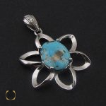 2 مدال فیروزه نیشابوری زنانه طرح اَنوشا - کد 3154 - تصویر 2