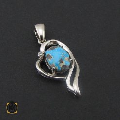 مدال فیروزه نیشابوری زنانه طرح پادینا - کد 3155 مدال فیروزه نیشابوری زنانه طرح پادینا - کد 3155