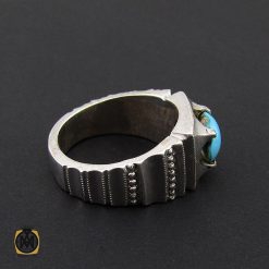 انگشتر فیروزه نیشابوری مردانه هنر دست استاد شرفیان - کد 8764 انگشتر فیروزه نیشابوری مردانه هنر دست استاد شرفیان - کد 8764