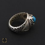 2 انگشتر فیروزه نیشابوری مردانه خوش طبع مردانه هنر دست استاد احمدی - کد 8765 - تصویر 2