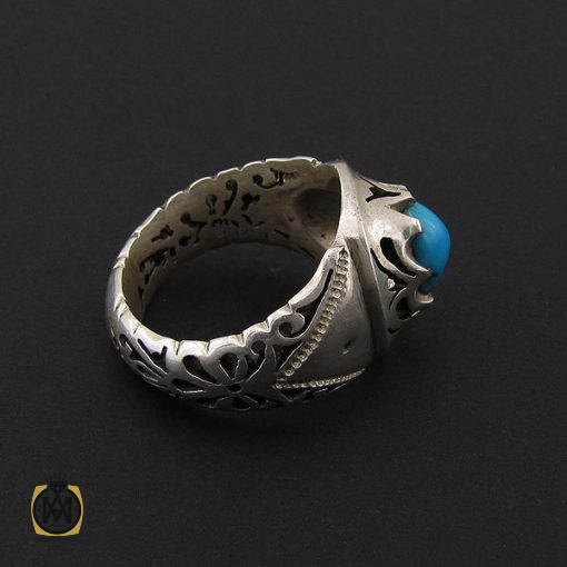 انگشتر فیروزه نیشابوری مردانه خوش طبع مردانه هنر دست استاد احمدی - کد 8765 - تصویر 2