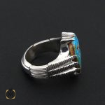 انگشتر فیروزه نیشابوری درشت مردانه هنر دست استاد شرفیان - کد 8768 - تصویر 3
