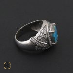 انگشتر فیروزه نیشابوری مردانه خوش رنگ و ارزشمند - کد 8769 - تصویر 2
