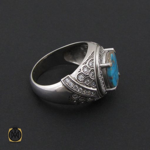 انگشتر فیروزه نیشابوری مردانه خوش رنگ و ارزشمند - کد 8769 - تصویر 2