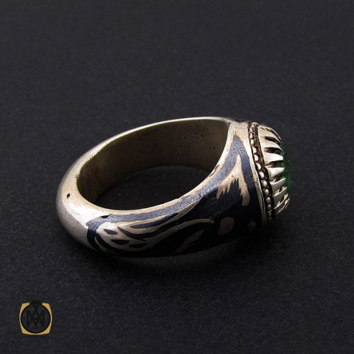 انگشتر زمرد زامبیا مردانه هنر دست استاد عزیز  - کد 8770 - تصویر 2