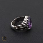 انگشتر آمتیست مردانه درشت و خوش رنگ - کد 8774 - تصویر 2