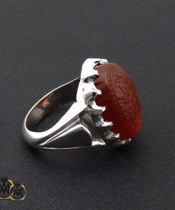 انگشتر عقیق یمن مردانه با حکاکی ومن یتق الله استاد رائف – کد 8783