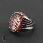2 انگشتر عقیق یمن مردانه با حکاکی افوض امری الی الله استاد عبد - کد 8588 - تصویر 2
