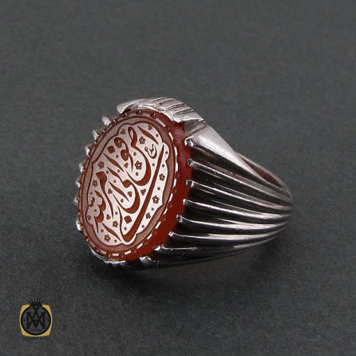 2 انگشتر عقیق یمن مردانه با حکاکی افوض امری الی الله استاد عبد - کد 8588 - تصویر 2