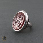 2 انگشتر عقیق یمن مردانه با حکاکی حسین منی وانا من حسین استاد احمد - کد 8589 - تصویر 2