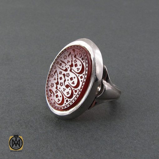 انگشتر عقیق یمن مردانه با حکاکی حسین منی وانا من حسین استاد احمد - کد 8589 - تصویر 2