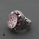 2 انگشتر عقیق یمن مردانه با حکاکی یا باقر علم النبی استاد حیدر - کد 8590 - تصویر 2