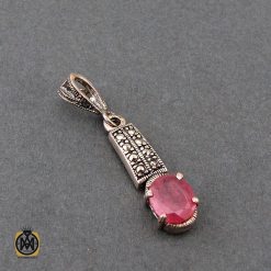 مدال یاقوت سرخ و مارکازیت زنانه طرح تبسم - کد 3137 مدال یاقوت سرخ و مارکازیت زنانه طرح تبسم - کد 3137