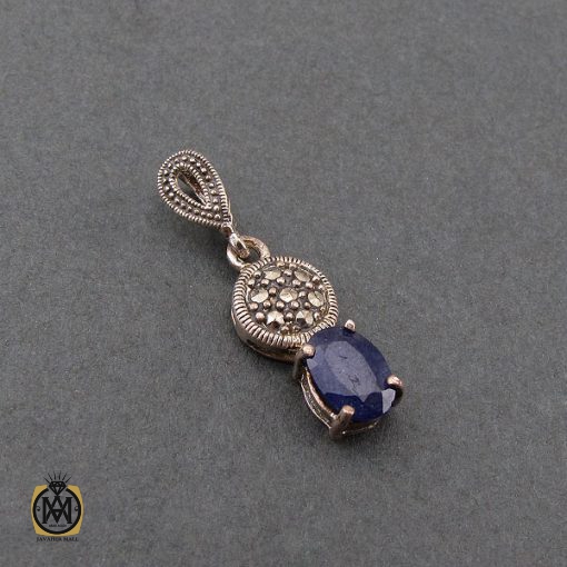 مدال یاقوت کبود و مارکازیت زنانه طرح دریا - کد 3139 - تصویر 2