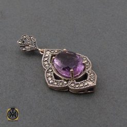 مدال آمتیست و مارکازیت زنانه طرح گلبرگ - کد 3143 مدال آمتیست و مارکازیت زنانه طرح گلبرگ - کد 3143