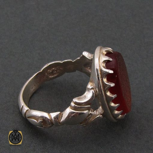 2 انگشتر عقیق قرمز مردانه با حکاکی ومن یتق الله - کد 8627 - تصویر 2