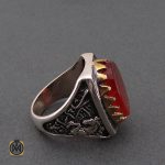 انگشتر عقیق قرمز مردانه با وان یکاد - کد 8629 - تصویر 2