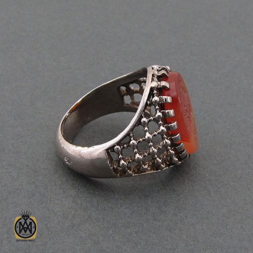 انگشتر عقیق یمن مردانه با حکاکی ان الله بالغ امره استاد حیدر - کد 8592 - تصویر 3