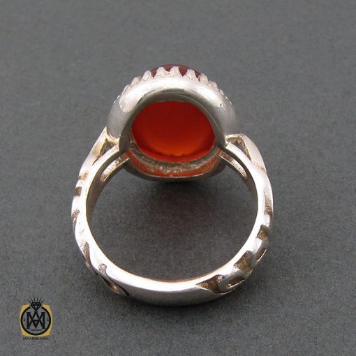 انگشتر عقیق قرمز مردانه با حکاکی امیری حسین و نعم الحسین - کد 8637 - تصویر 3