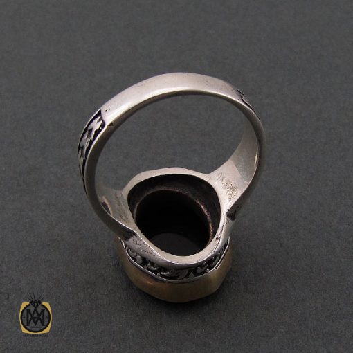 انگشتر عقیق سیاه مردانه با حکاکی یا فاطمه الزهرا - کد 8638 - تصویر 3
