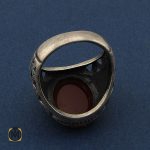 3 انگشتر عقیق قرمز مردانه با حکاکی ومن یتق الله - کد 8649 - تصویر 3