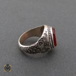 3 انگشتر عقیق یمن مردانه با حکاکی یا حیدر کرار استاد حیدر - کد 8595 - تصویر 3